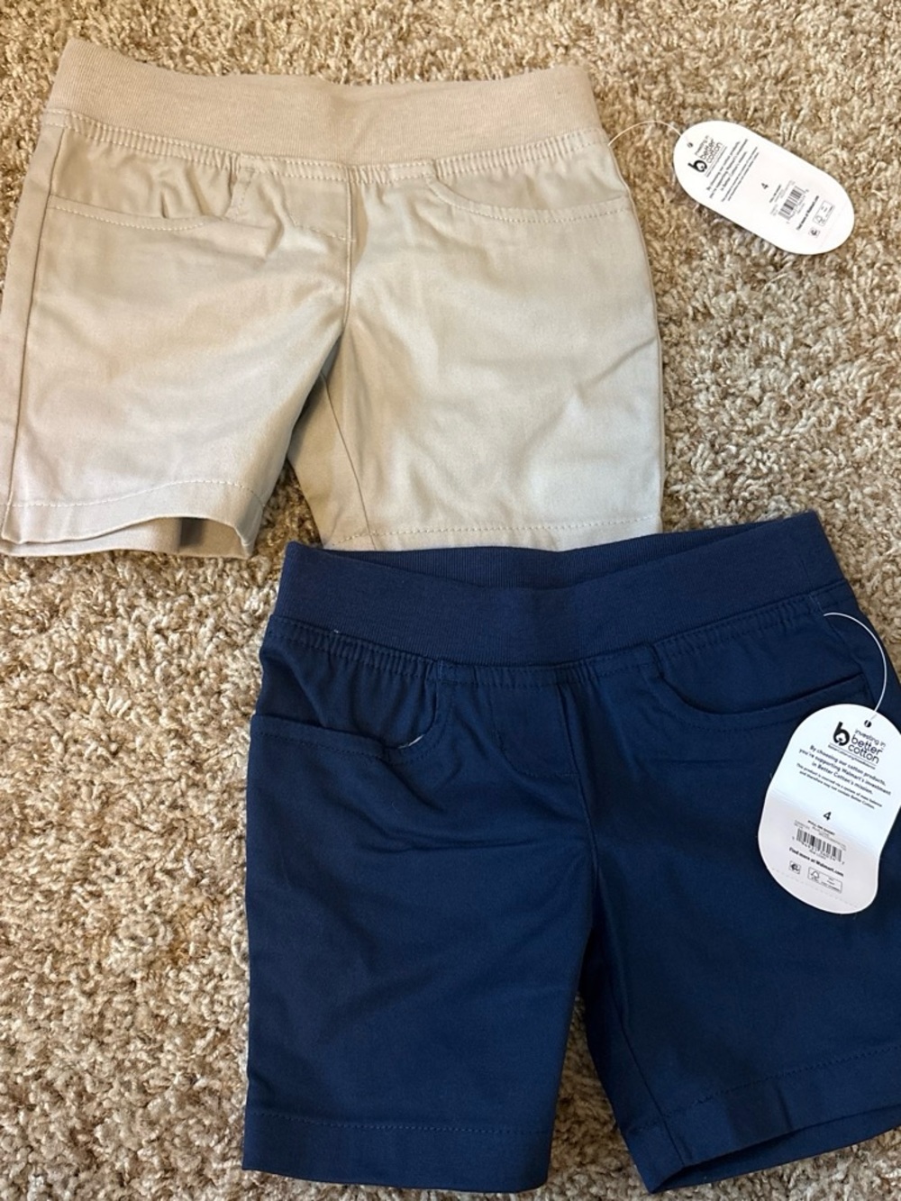 2-Pack NWT 4T Kids' Elastic Waist Shorts Navy & Khaki